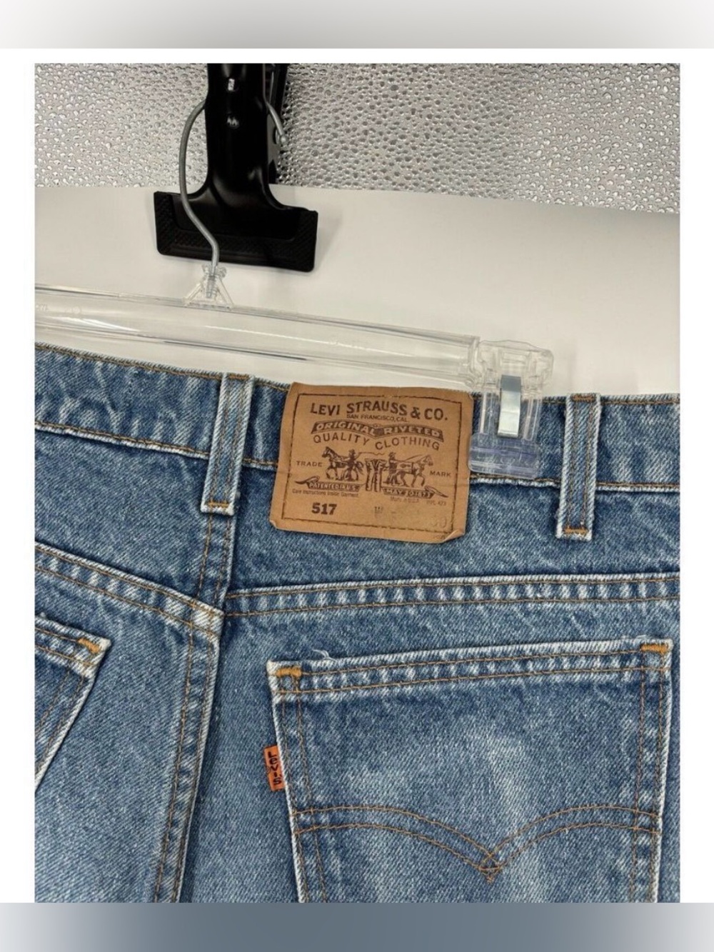 Levi's 517 Orange Tab Jean Shorts Jorts Size 30" Waist Rose Flower Embroidery